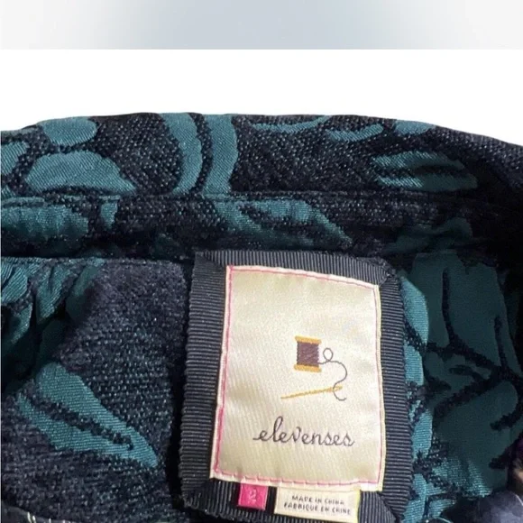 Elevenses Teal Tapestry Edwardian Floral Coat 2 - Picture 3 of 7